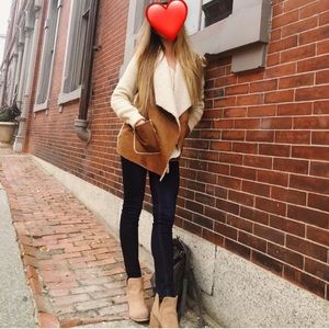 Anthropologie Sherpa/ Suede Moto Sweater